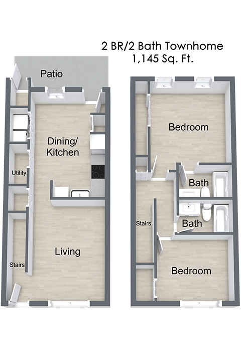 2 Bedroom Floor Plan at The Bluffs at Cherry Hills, Nebraska, 68122